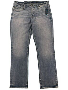 BKE Tyler Coolmax Stretch Straight Jeans Light Wash Denim Men's Size 38x34 NEW